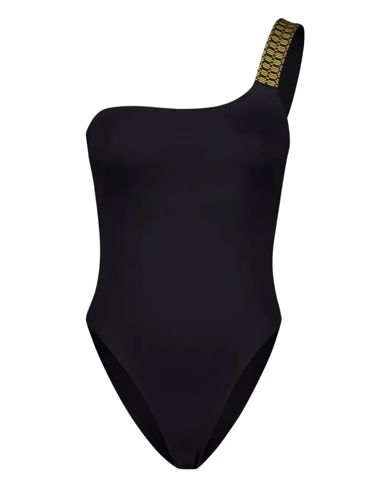 Zeus + Dione Bestickter Attis One-Shoulder-Badeanzug - Schwarz Schwarz