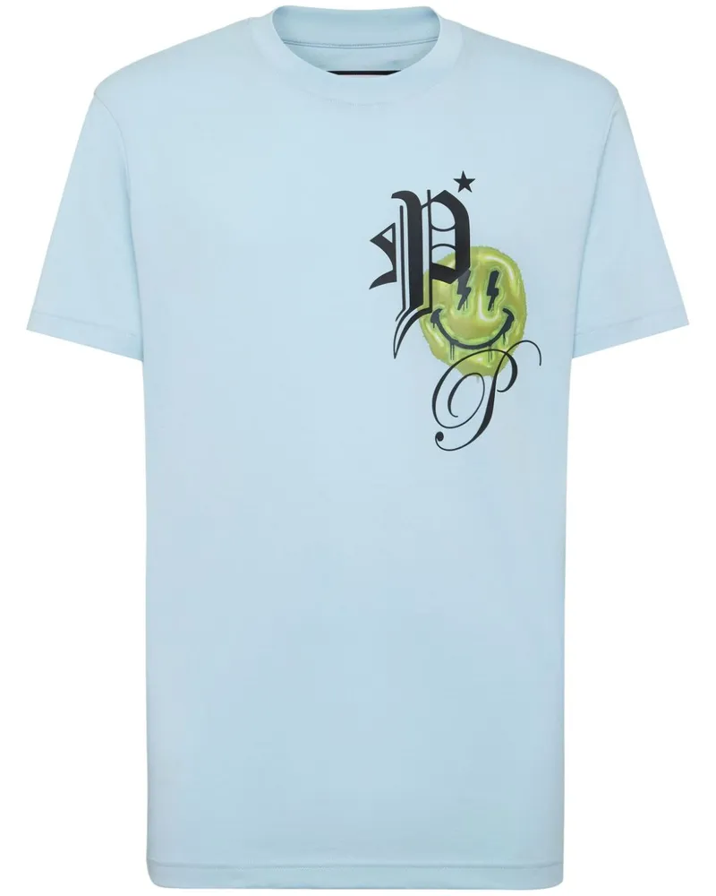 Philipp Plein Smile T-Shirt aus Baumwolljersesy - Blau Blau