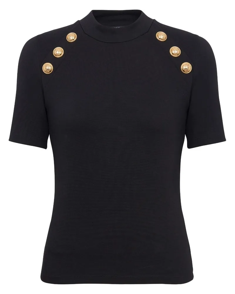 Balmain 6-Button T-Shirt mit Raglanärmeln - Schwarz Schwarz