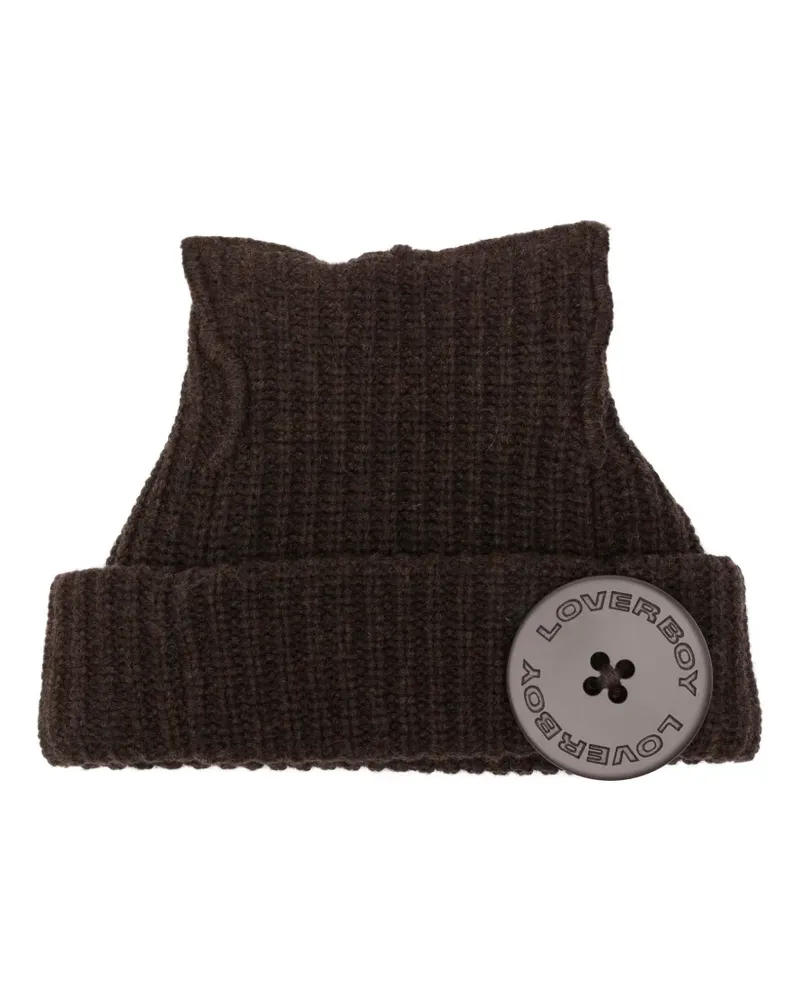 Charles Jeffrey Loverboy button-detail beanie - Braun Braun
