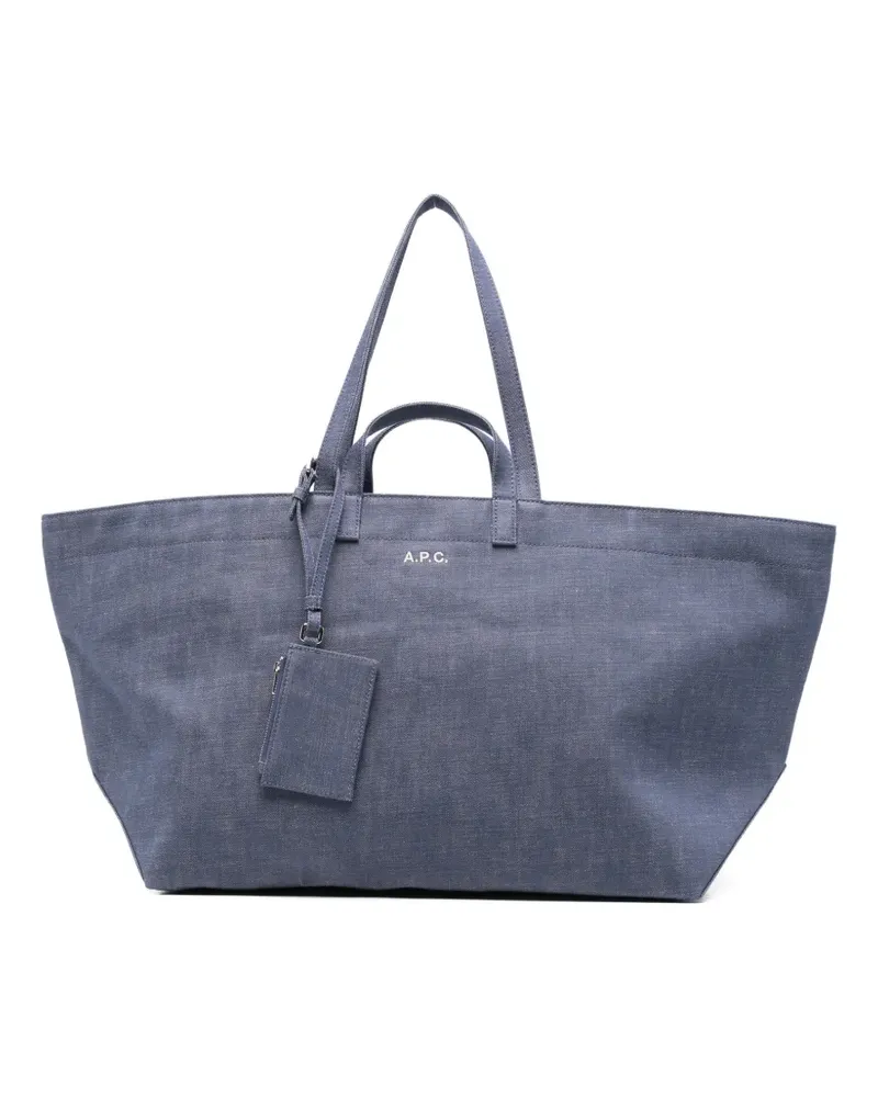 A.P.C. top handle toile tote bag - Blau Blau