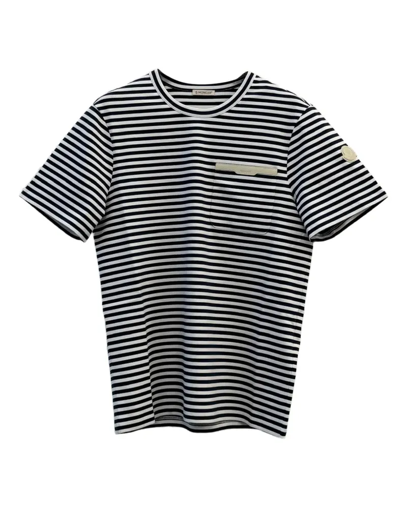 Moncler striped chest-pocket T-shirt - Weiß Weiß