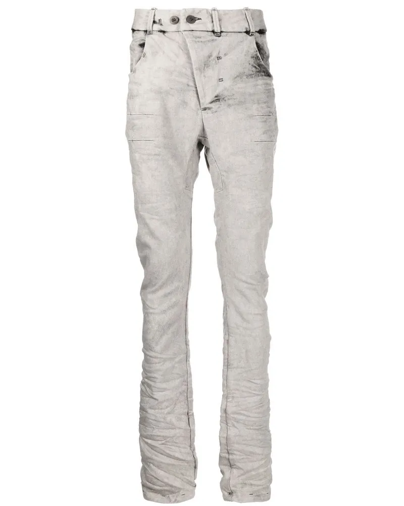 Boris Bidjan Saberi Skinny-Jeans mit Raffungen Grau