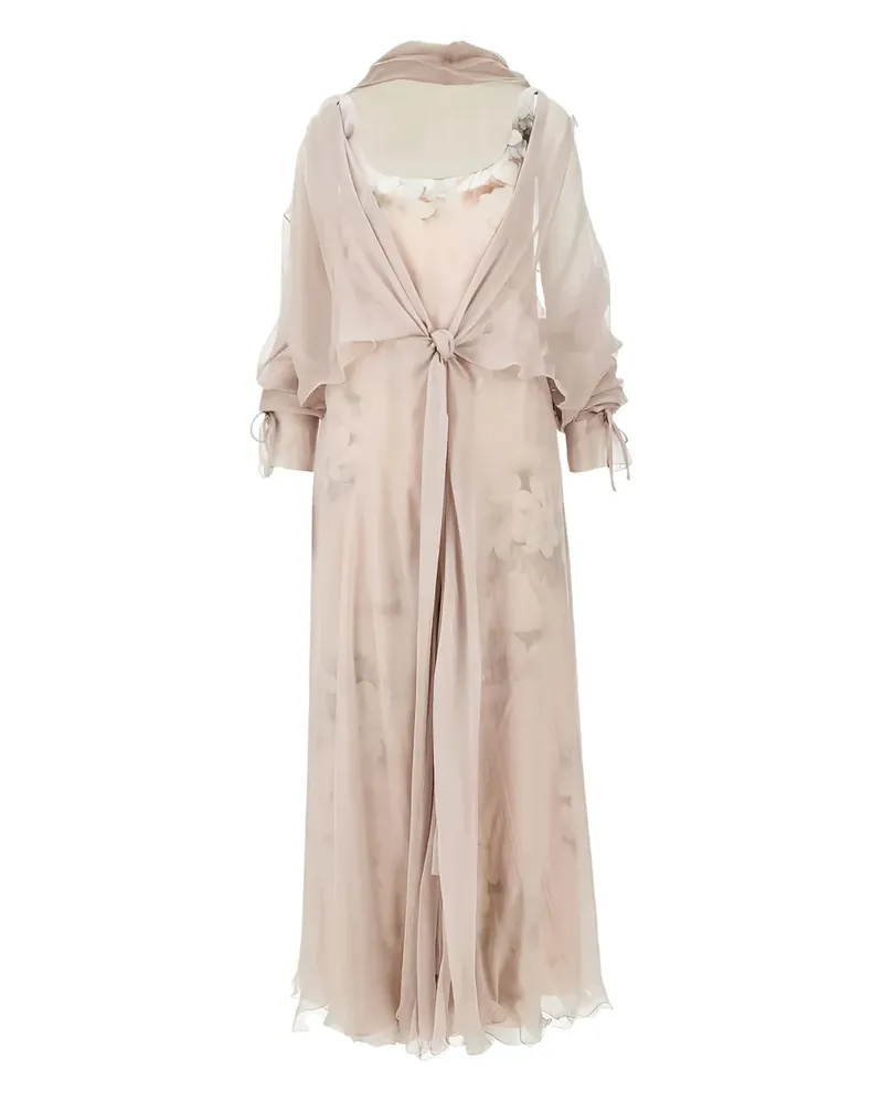 Alberta Ferretti Midikleid mit Blumen-Print - Nude Nude