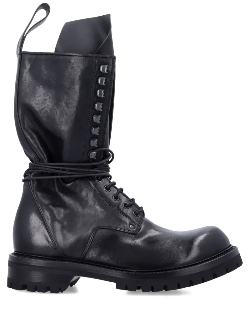 Rick Owens Schnürstiefel aus Leder - Schwarz Schwarz
