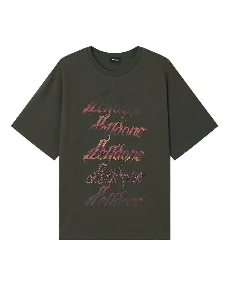 WE 11 DONE logo-print rhinestone-embellished T-shirt - Grau Grau
