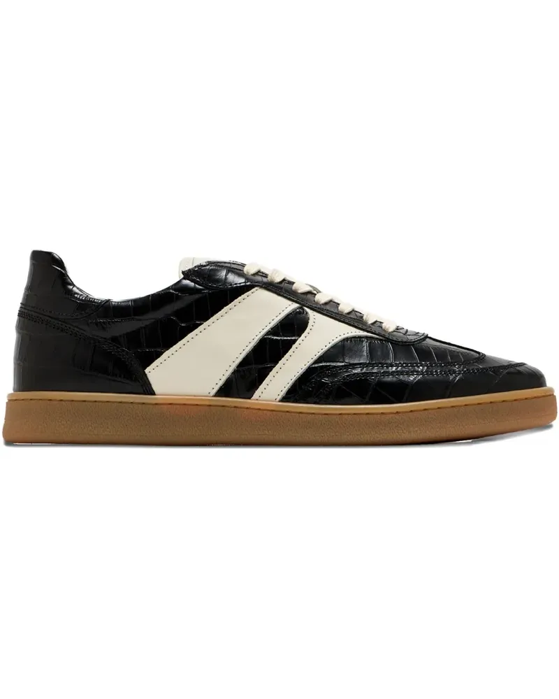 Collegium Pillar Court III Sneakers mit Einsätzen in Kroko-Optik - Schwarz Schwarz