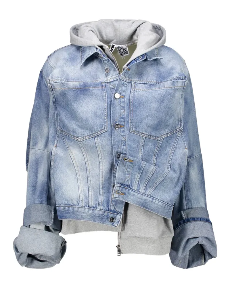 Natasha Zinko multi-layer hooded denim jacket - Blau Blau