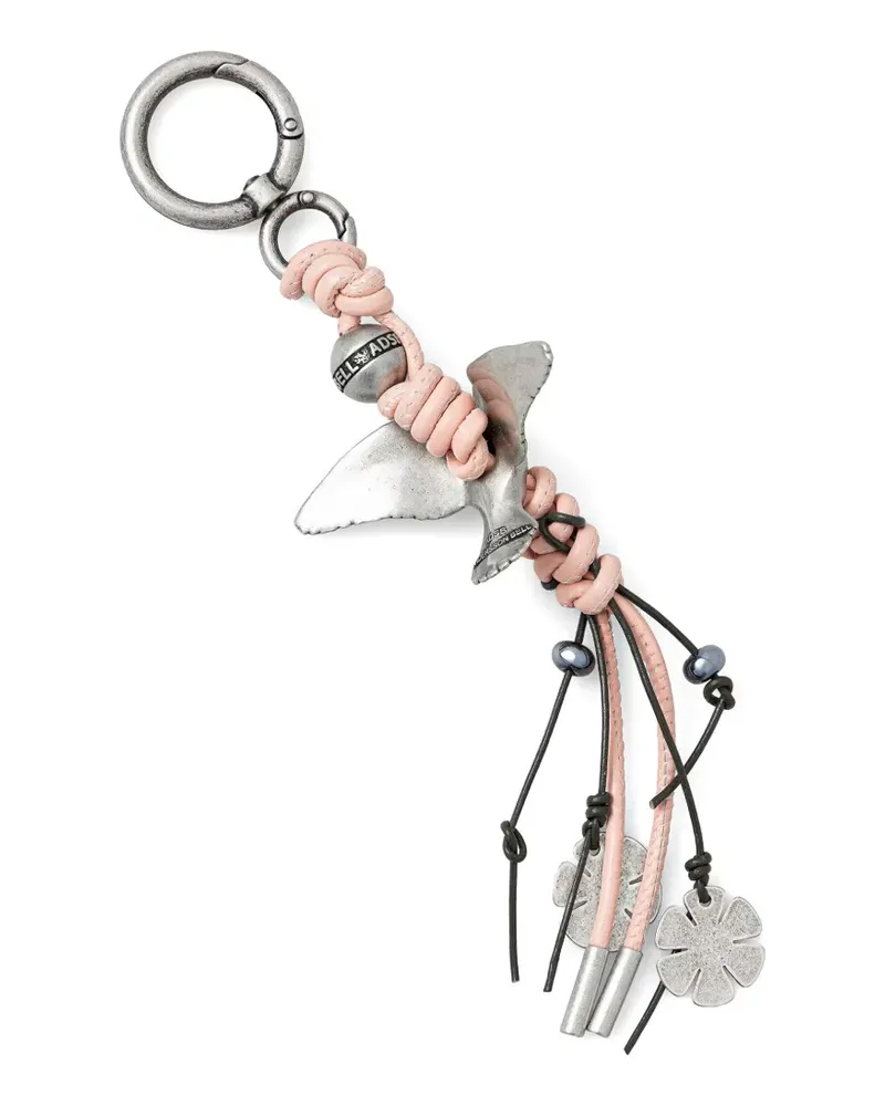 Andersson Bell Lucky Bird Schlüsselanhänger mit Blumendetail - Rosa Rosa