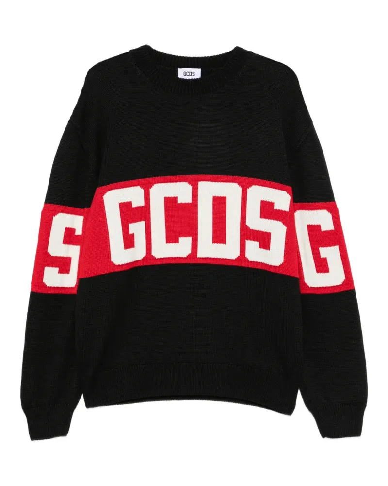 GCDS Pullover mit Intarsien-Logo - Schwarz Schwarz