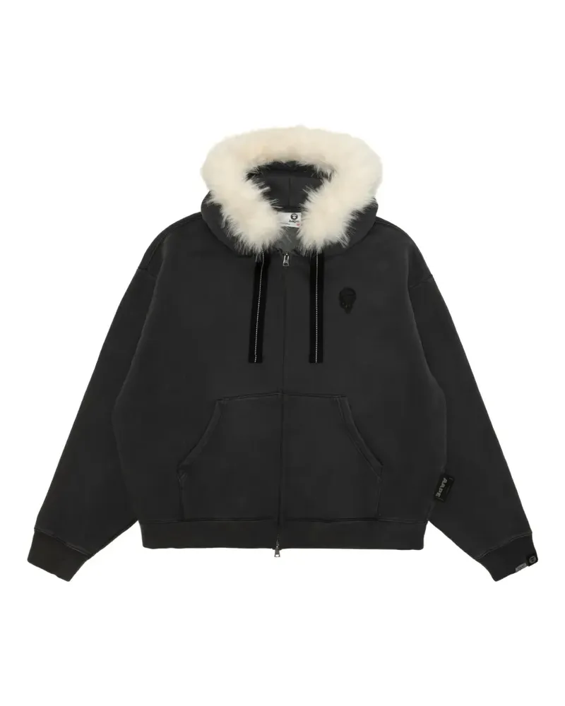 BAPE Aapeunvs Hoodie mit Besatz aus Faux Fur und Logo-Stickerei - Schwarz Schwarz