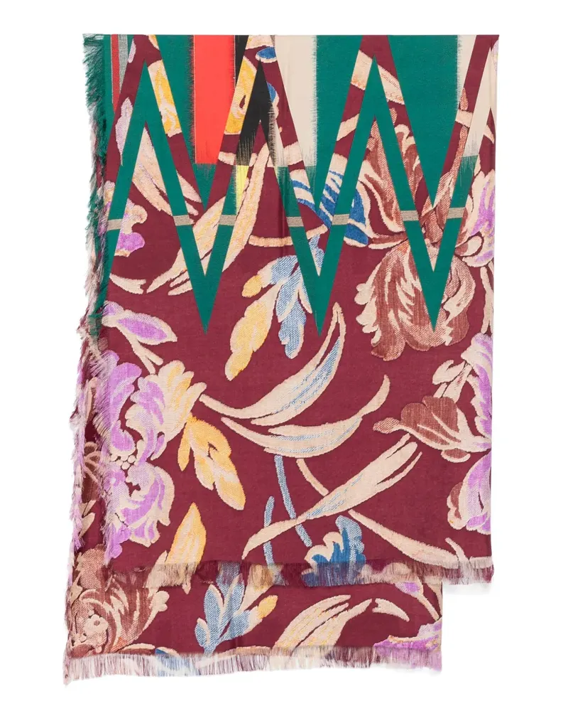 Pierre-Louis Mascia Fransenschal mit Blumenmotiv - Rot Rot