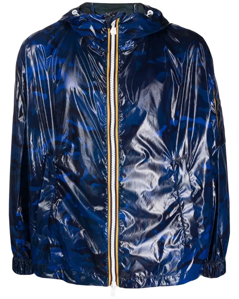 K-Way Kapuzenjacke mit abstraktem Print - Blau Blau