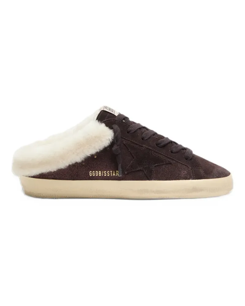 Golden Goose Super-Star Sabot glitter suede-upper suede-toe-and-star folded shearling lining - Braun Braun