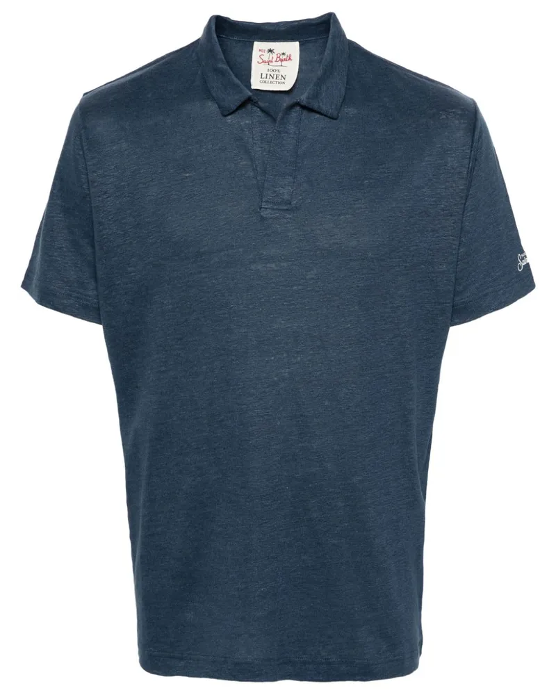 MC2 Saint Barth Fraser Poloshirt aus Leinen Blau