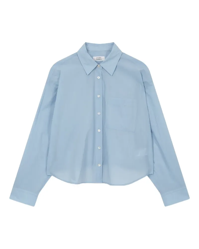 STUDIO TOMBOY Gestreiftes Hemd mit elastischem Saum - Blau Blau