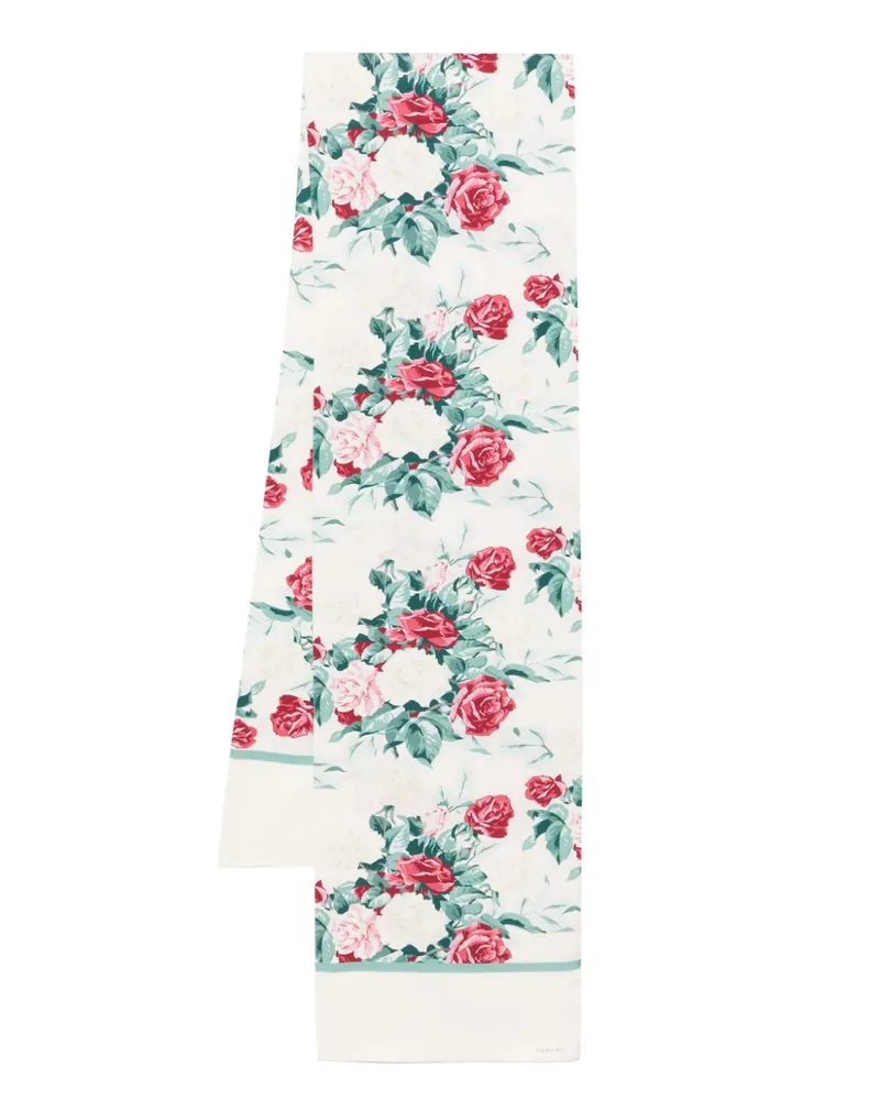 FURSAC Schal mit Blumen-Print - Weiß Weiß