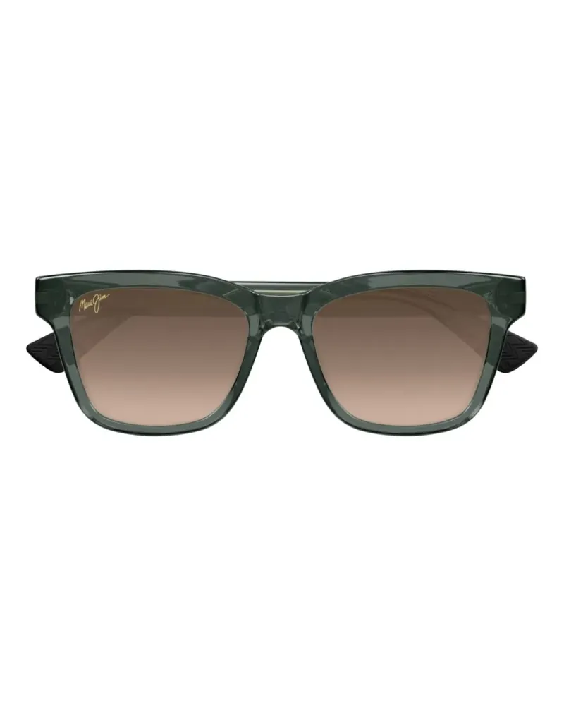 Maui Jim Eckige Sonnenbrille mit Glanzoptik - Grün Grün