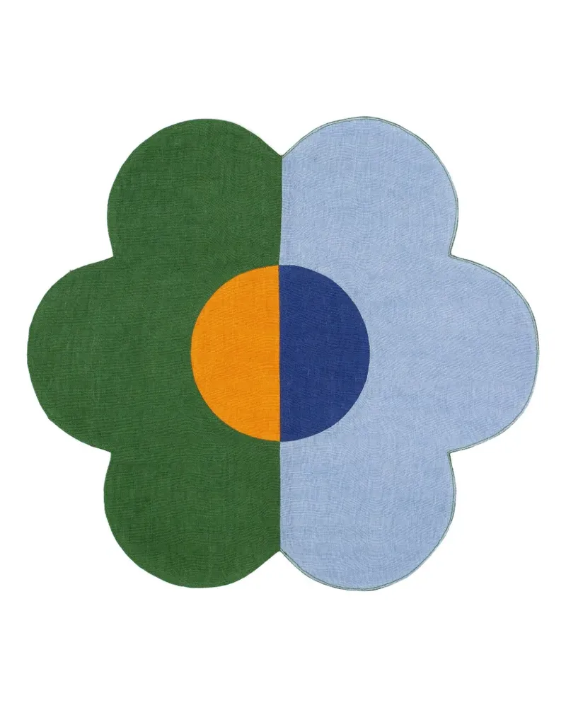 Misette Leinen-Patchwork-Tischsets mit Blumen (4er-Set) - Blau Blau