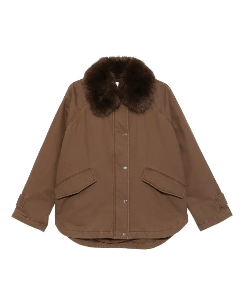 Marc O'Polo faux-fur collar cotton jacket - Braun Braun