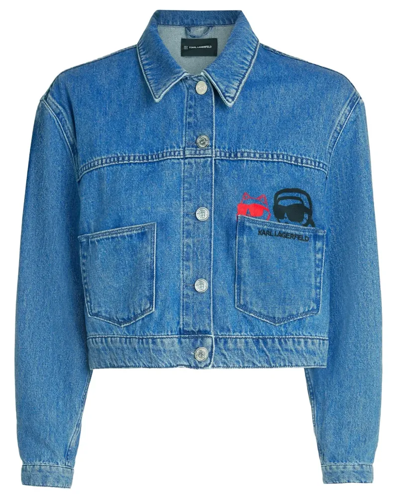 Karl Lagerfeld Ikon Cropped-Jeansjacke - Blau Blau