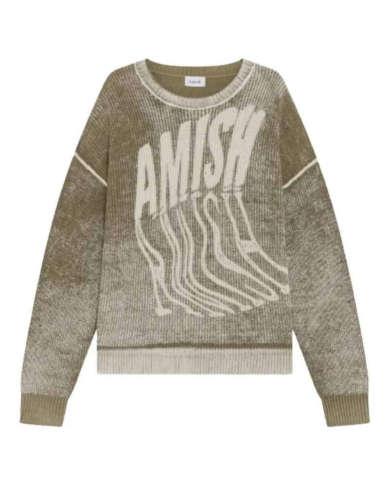 Amish logo-print drop-shoulder sweater - Grün Grün