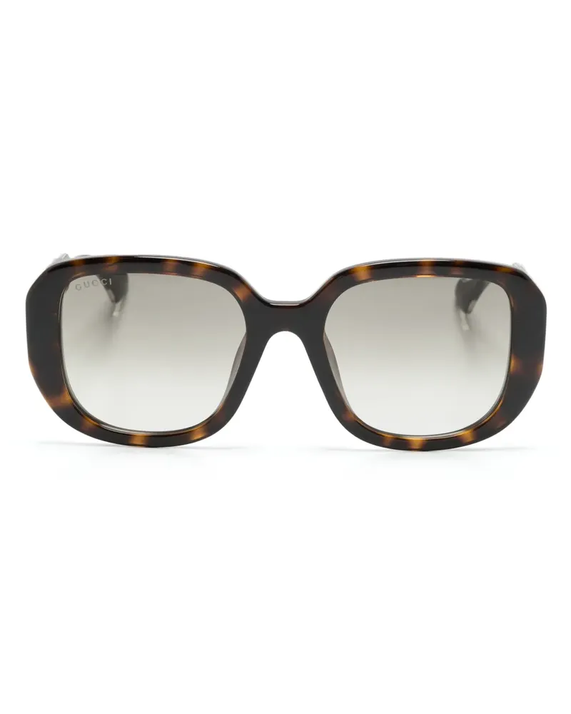 Gucci Sonnenbrille mit eckigem Gestell - Braun Braun