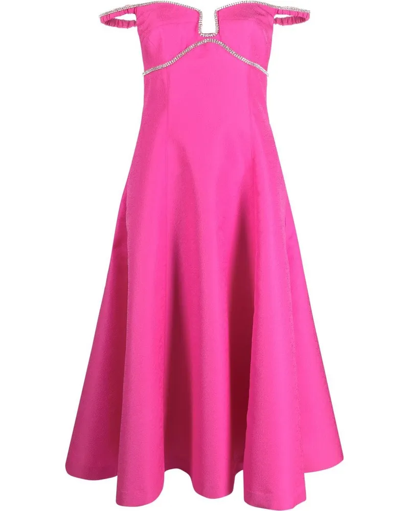 Self-Portrait Schulterfreies Midikleid - Rosa Rosa