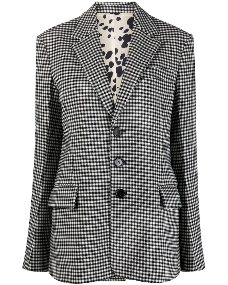 Marni Karierter Blazer mit Gürtel - Schwarz Schwarz