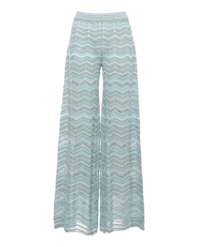 D.EXTERIOR wide-leg chevron knit trousers - Blau Blau