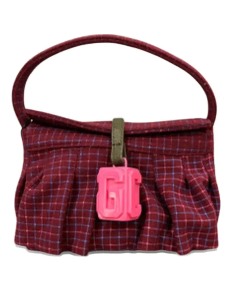 GCDS Mini Comma Schultertasche mit Karomuster - Rosa Rosa