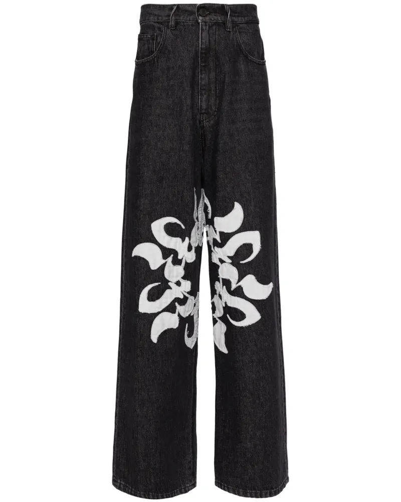 KUSIKOHC Jeans im Patchwork-Look - Schwarz Schwarz