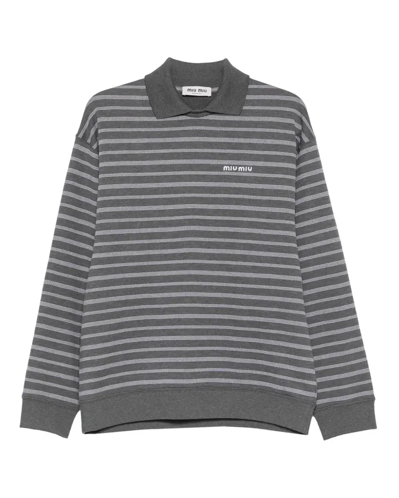 Miu Miu Pullover mit Querstreifen und Polokragen - Grau Grau