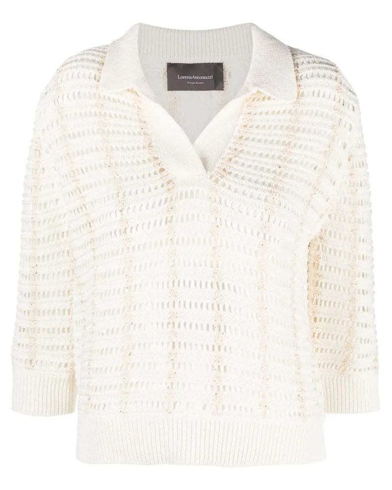 Lorena Antoniazzi Poloshirt mit Dreiviertelärmeln - Weiß Weiß