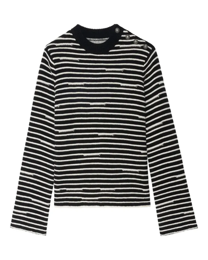 Zadig & Voltaire Gestreifter Spiky Pullover mit Knopfdetail - Schwarz Schwarz