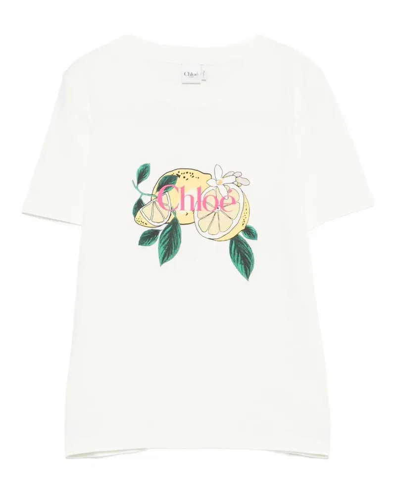 Chloé T-Shirt mit Zitronen-Print - Weiß Weiß