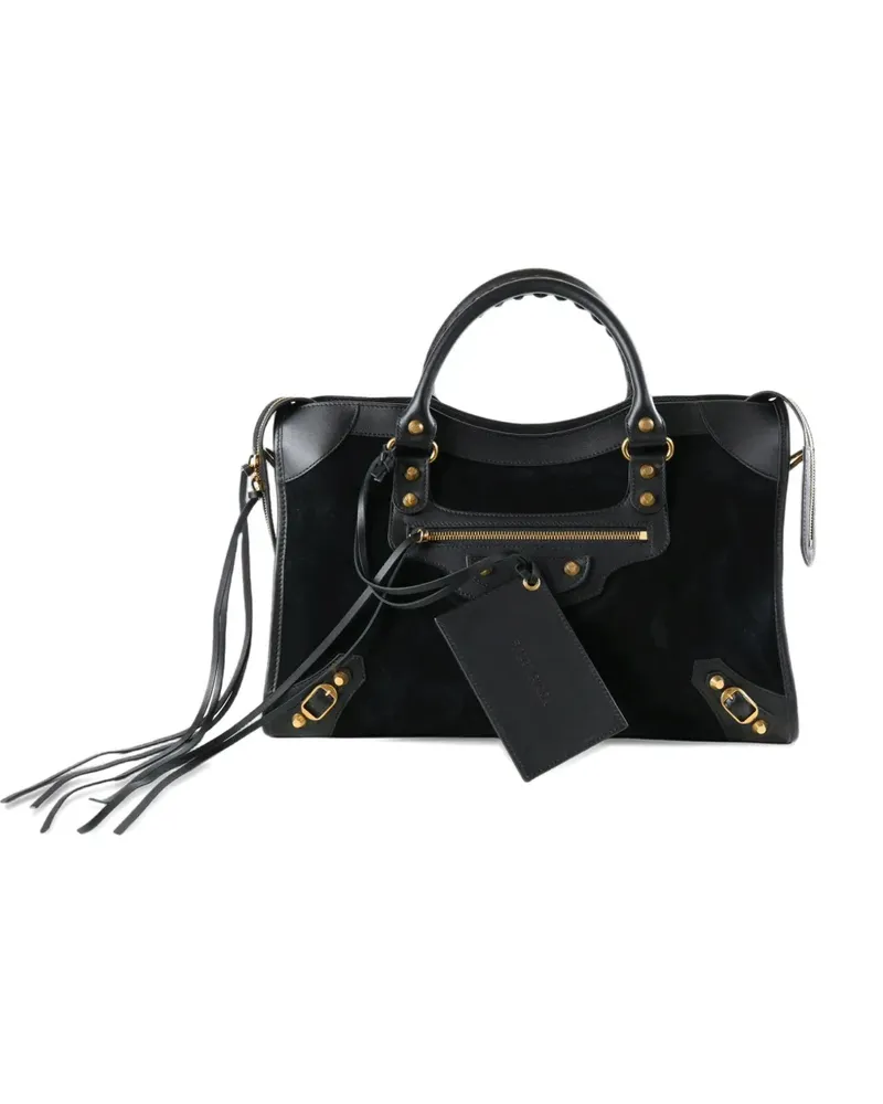 Balenciaga Le City Bag Medium suede-panelled tote bag - Schwarz Schwarz