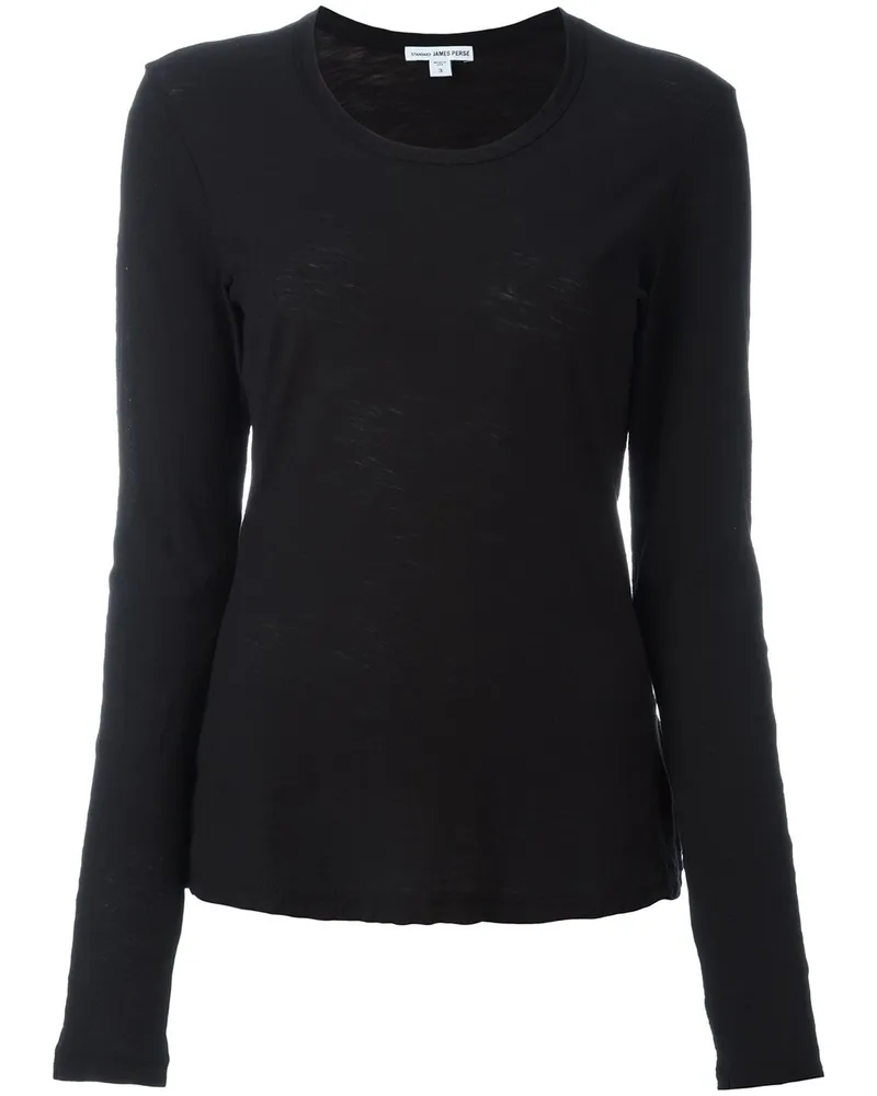 James Perse Langarmshirt mit Rundhalsausschnitt - Schwarz Schwarz