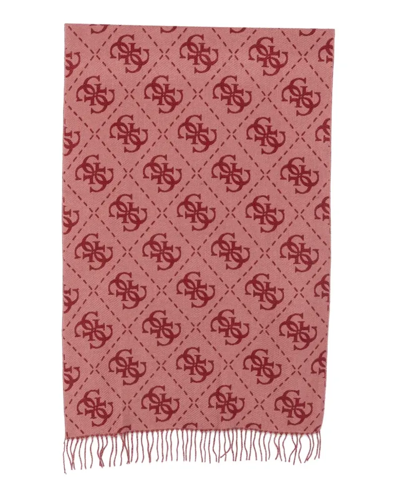 Guess logo-pattern fringed scarf - Rot Rot