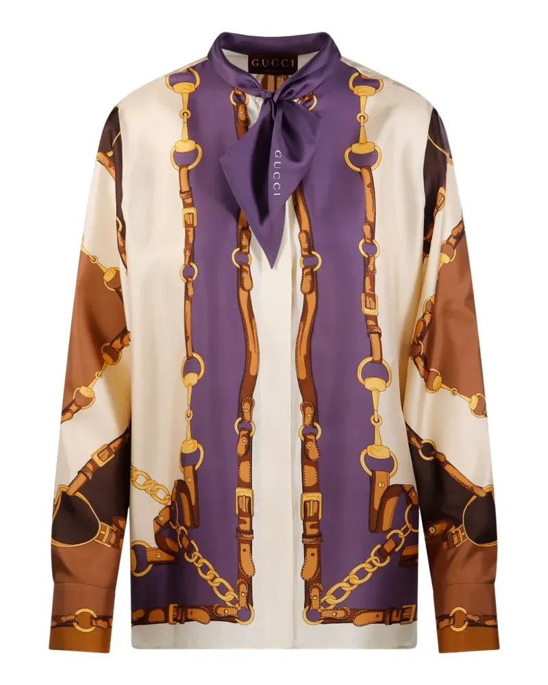 Gucci printed silk till shirt - Nude Nude