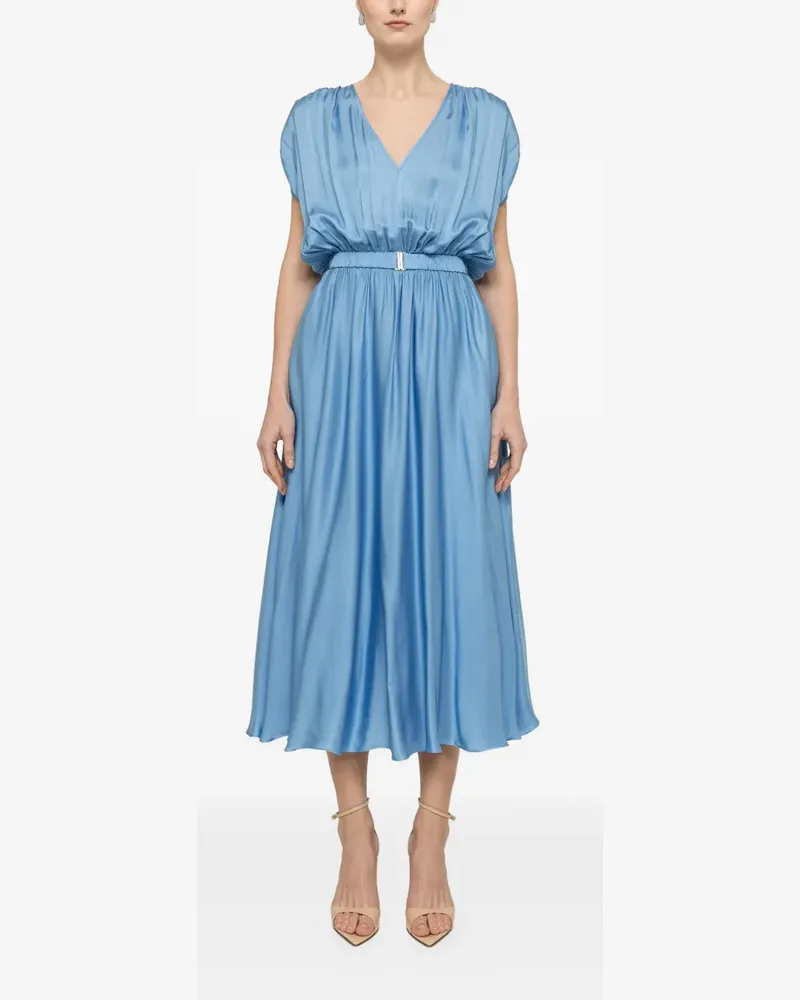 NISSA belted V-neck midi dress - Blau Blau