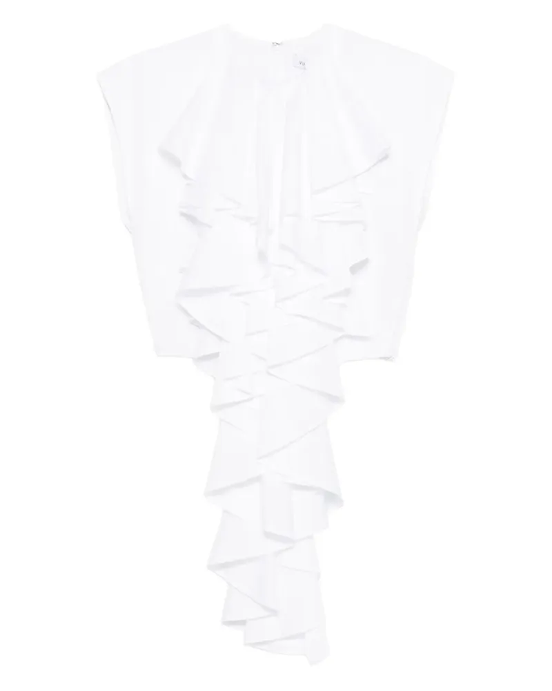 Viktor & Rolf Gerüschtes Jabot Oberteil - Weiß Weiß