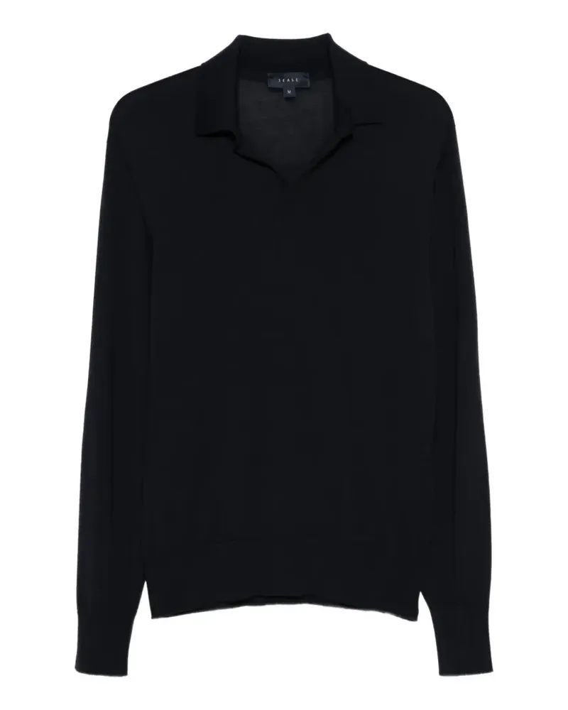SEASE Pullover mit offenem Kragen - Schwarz Schwarz