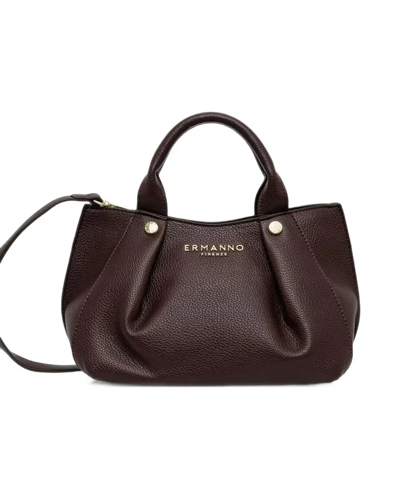 Ermanno Scervino logo-plaque pleated tote bag - Braun Braun