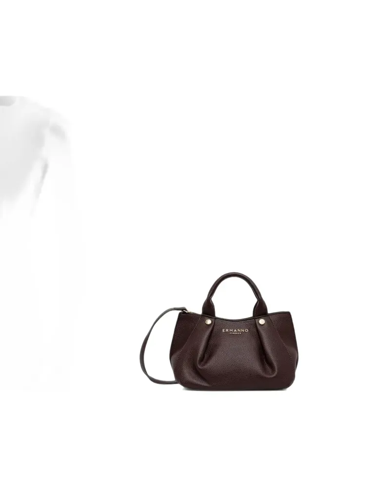 Ermanno Scervino logo-plaque pleated tote bag - Braun Braun