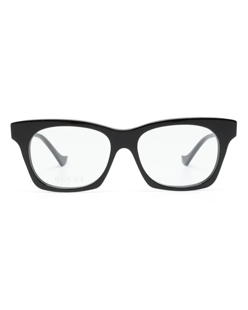 Gucci Eckige Brille mit Logo-Gravur - Schwarz Schwarz