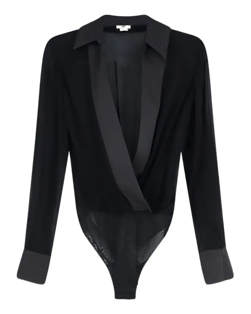 Elisabetta Franchi wrap-style long-sleeved bodysuit - Schwarz Schwarz
