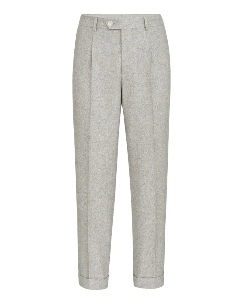 Brunello Cucinelli silk and cashmere cavalry tweed trousers with pleat - Grau Grau
