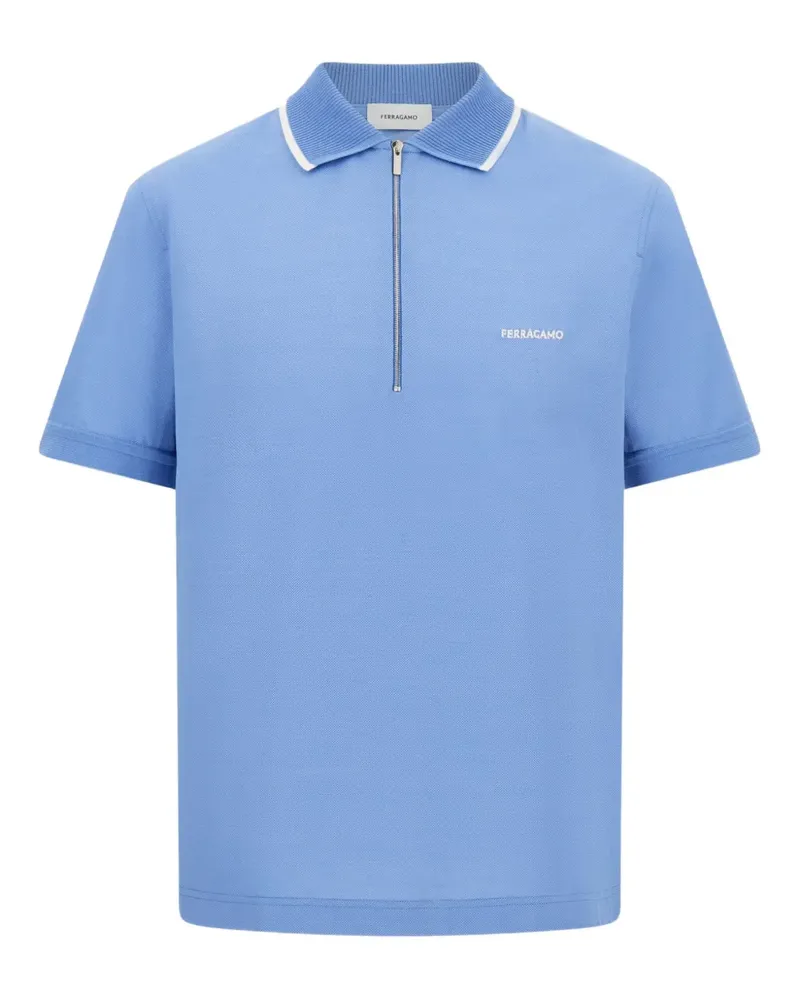 Ferragamo Poloshirt mit Reißverschluss - Blau Blau