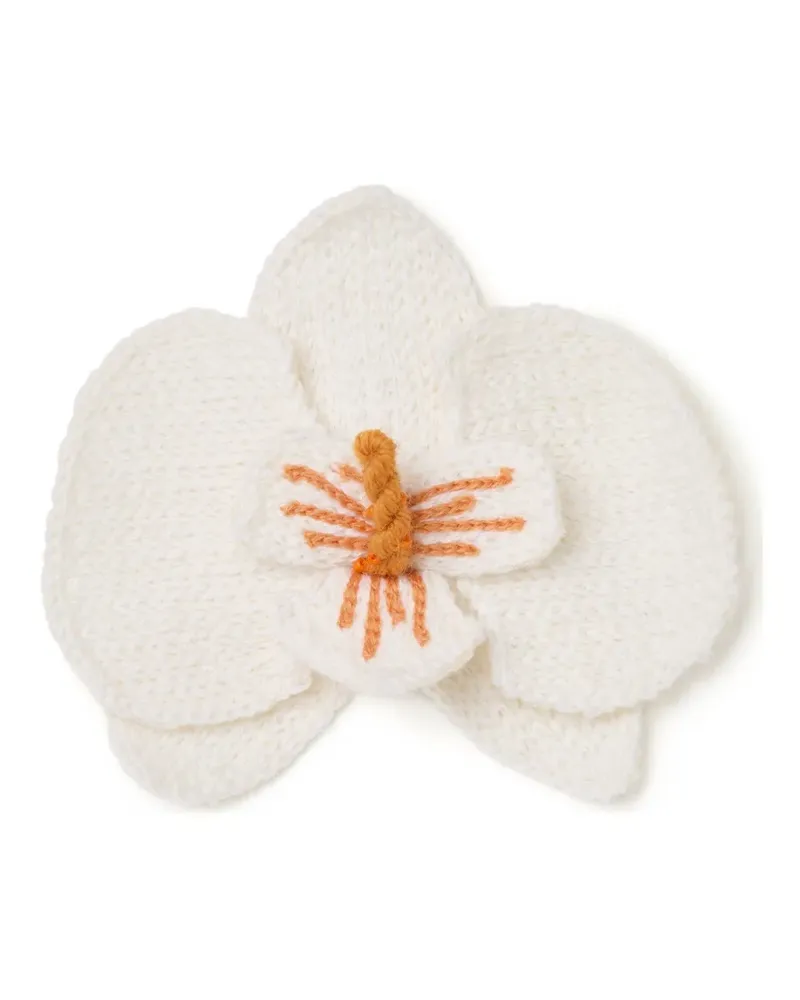 Alanui Bestickte Orchid Brosche - Weiß Weiß